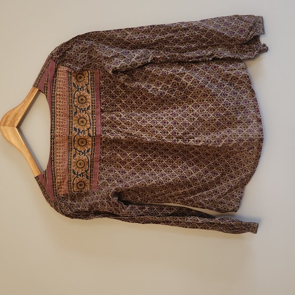 Anokhi 100% Cotton Bohemian Long Sleeve Peasant Blouse - Picture 6 of 6